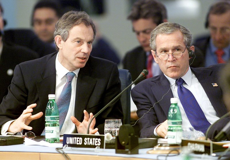 Tony Blair og George Bush leiddu þjóðir sínar í stríð í Írak.