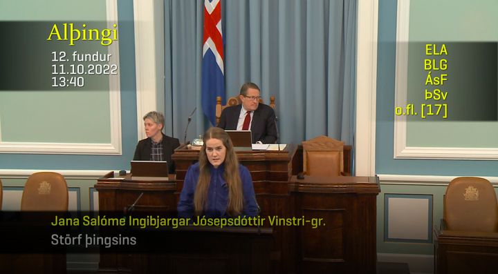 Jana Salóme Ingibjargar Jósepsdóttir, sitjandi varaþingmaður Vinstrihreyfingarinnar - græns framboðs.
