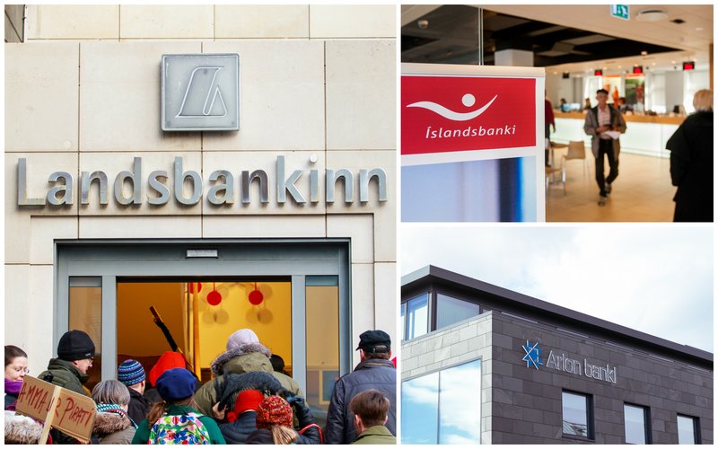 Ríkið á Landsbankann 98,2 prósent, Íslandsbanka 100 prósent og 13 prósent í Arion banka. 