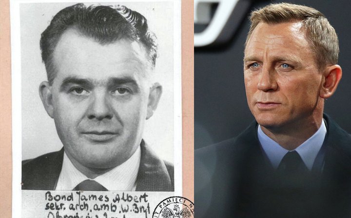 James Albert Bond er hér til vinstri ásamt Daniel Craig sem hefur farið með hlutverk njósnarans James Bond síðustu ár.