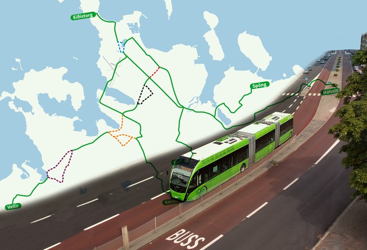 Borgarlína Malmö kort grafík