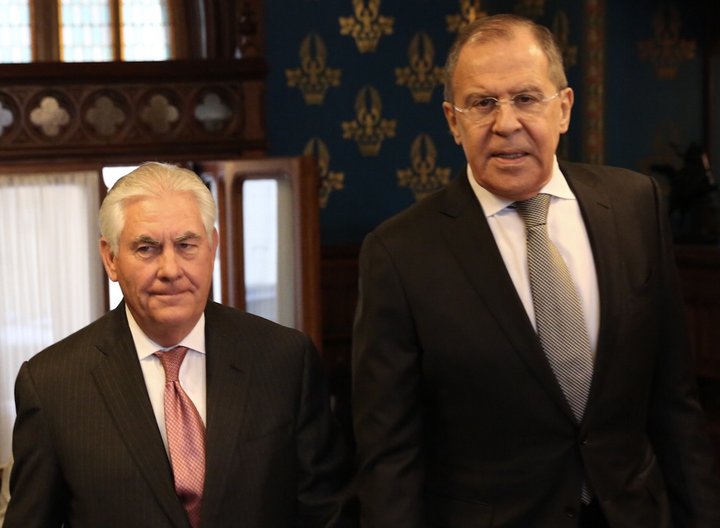 Sergei Lavrov og Rex Tillerson ræddu saman í dag.