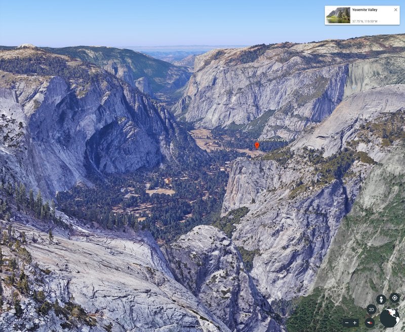 Yosemite-dalur í Yosemite-þjóðgarðinum í Kaliforníu í Bandaríkjunum er ekki síður magnaður í sýndarveruleikanum en í alvörunni.