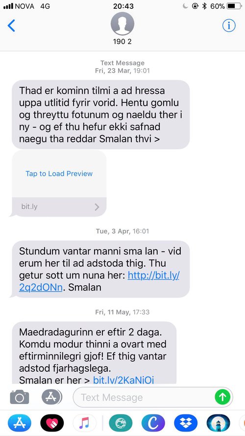 SMS- auglýsingar frá smálánafyrirtæki
