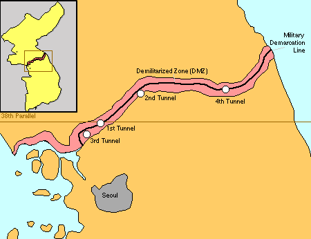 Hlutlausabeltið í kringum landamærin á Kóreuskaga. Mynd: Wiki Commons