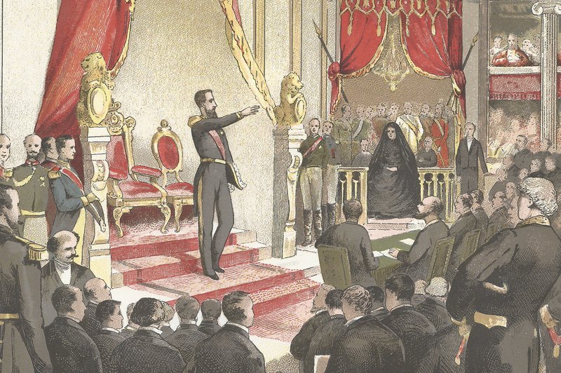 Leopold II við ríkistöku þann 17. desember árið1865. Mynd: Wiki Commons