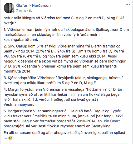 Stöðuuppfærsla Ólafs.