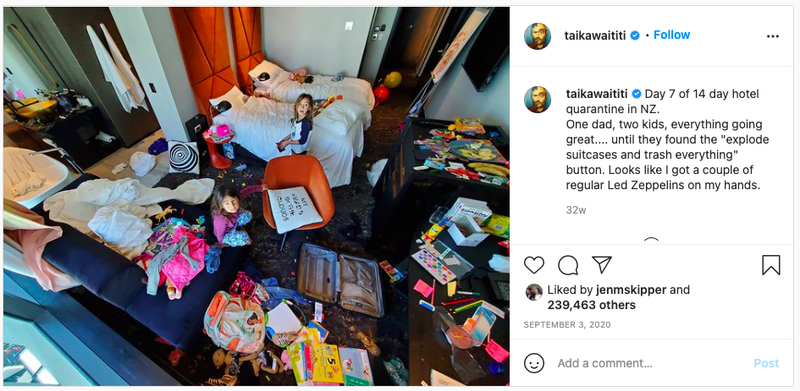 Skjáskot af Instagram-færslu Taika Waititi.
