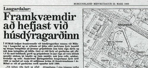 Húsdýragarður fyrir reykvíska æsku var í undirbúningi árið 1989. Skjáskot: Morgunblaðið