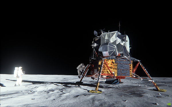 Apollo 11 á tunglinu.