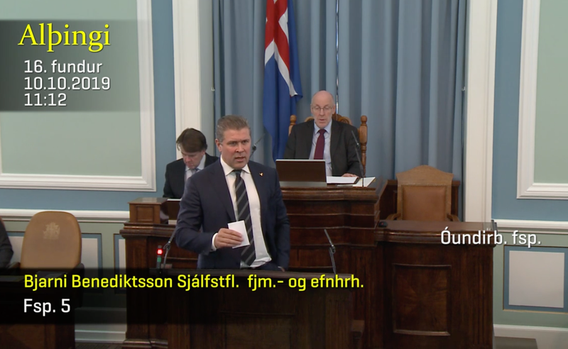 Bjarni Benediktsson Mynd: Skjáskot/Alþingi