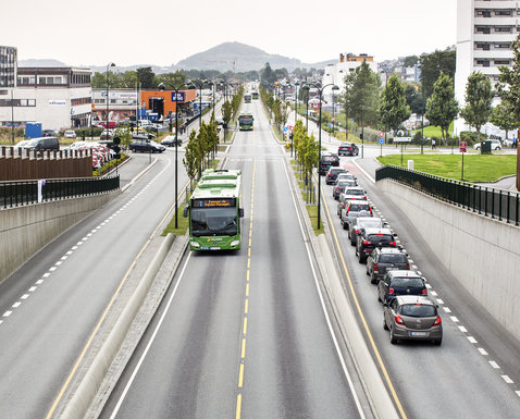 Myndin sýnir hluta af „Bussveien“ í Stavanger. Heimild: Vefsíðan „Dette er Bussveien“.