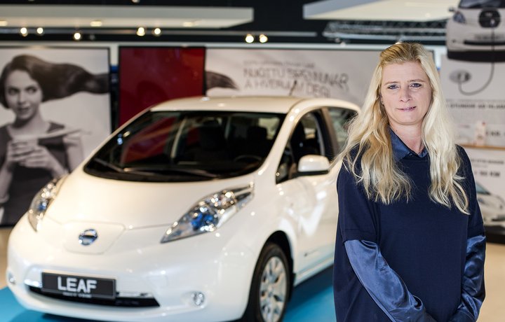 Erna Gísladóttir forstjóri BL, umboðsaðila rafmagnsbílsins Nissan Leaf.