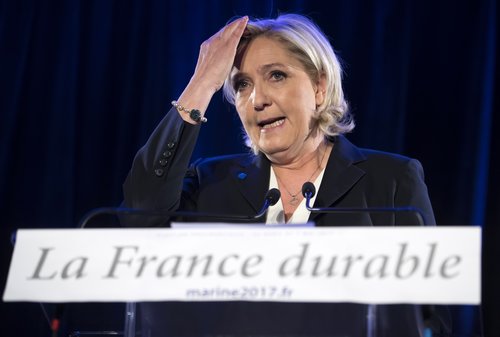 Marine Le Pen, frambjóðandi Þjóðfylkingarinnar. MYND:EPA