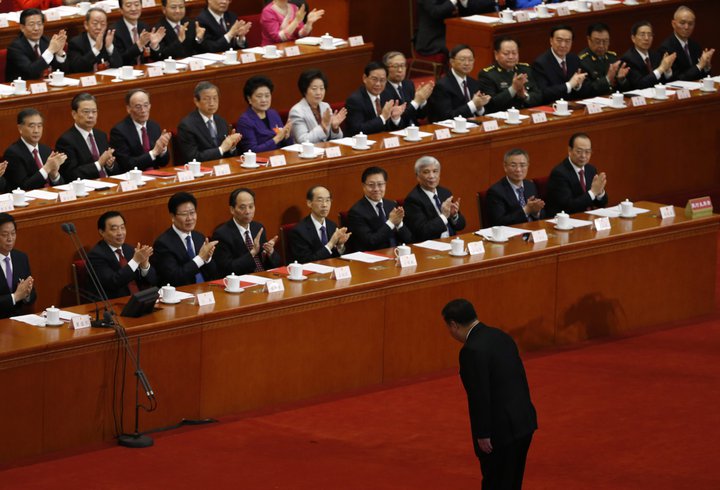 Xi Jinping forseti Kína fær hér lófatak á þingi kínverska kommúnistaflokksins árið 2018.