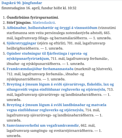 Dagskrá þingfundar þann 16. apríl 2020