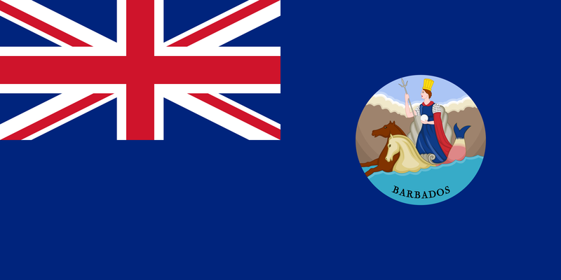 Nýlendufáni Barbados, sem var notaður frá 1860 til 1966.