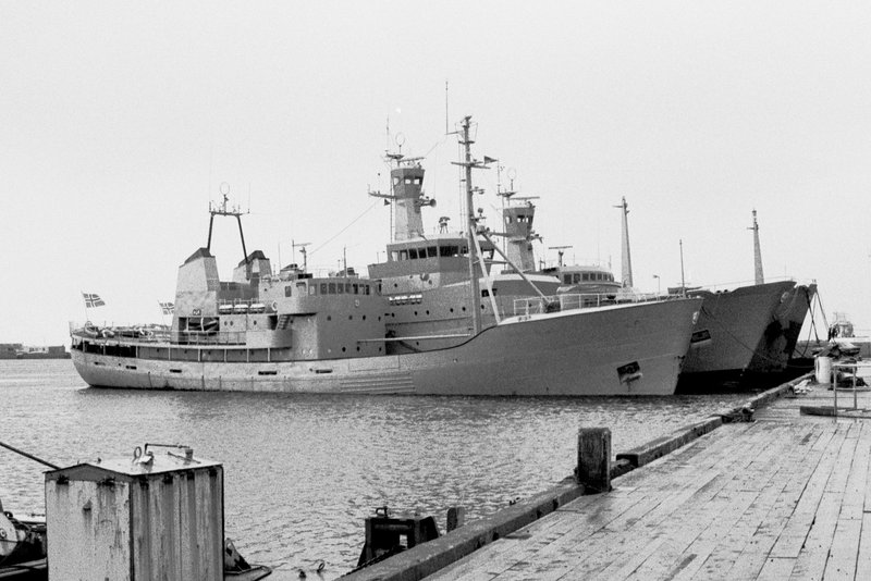 Skip íslensku Landhelgisgæslunnar í höfn sumarið 1983.