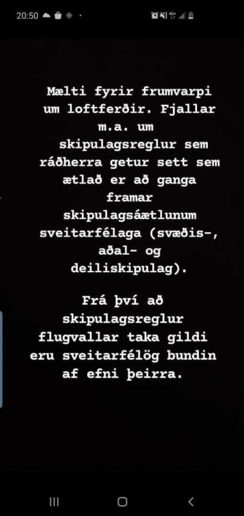 Skjáskot af skilaboðum Sigurðar Inga á Instagram í gærkvöldi.
