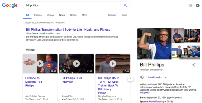 Skjáskot af Google: Bill Phillips, vaxtarræktarmógúll.