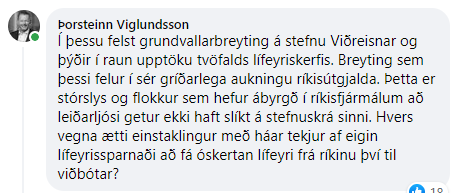 Þorsteinn Víglundsson kallaði ályktunina „stórslys sem flokkur sem hefur ábyrgð í ríkisfjármálum að leiðarljósi getur ekki haft á stefnuskrá sinni.“