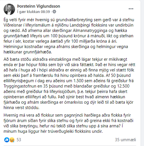Þorsteinn Víglundsson, fyrrverandi þingmaður og varaformaður Viðreisnar, gagnrýndi ályktunina harðlega.